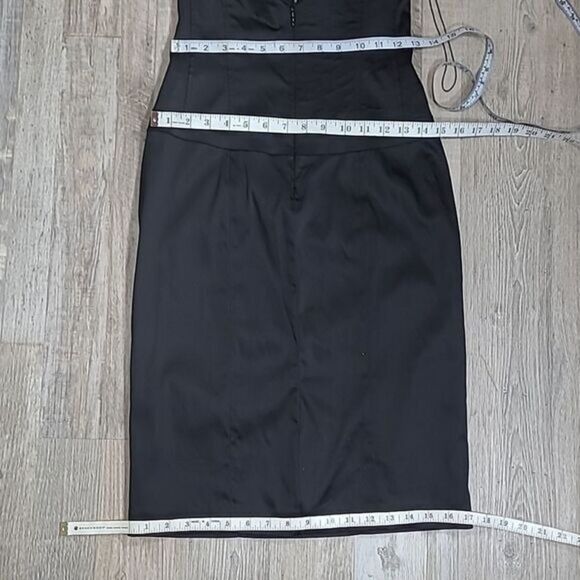 Cache Silk Halter Cocktail Dress W/ 4 Black Ruched Silk Blend Y2K LBD LN vintage - Picture 5 of 8